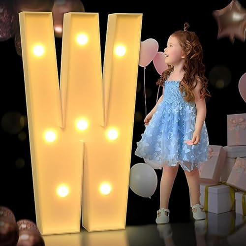 IINCOOY Großer Festzelt-Leuchtbuchstabe, Festzelt-Leuchtbuchstaben, Mosaik-Riesen-Festzeltbuchstaben for Geburtstage, Hochzeiten, Babyjubiläen (Color : W, Size : 100cm)