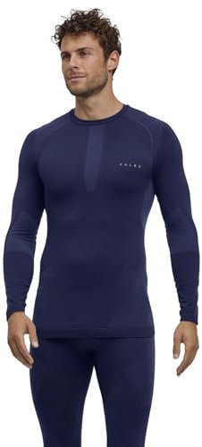 FALKE Herren Baselayer-Shirt Warm Round Neck M L/s Sh Funktionsmaterial schnelltrocknend 1 Stück, Blau Space Blue 6116, L