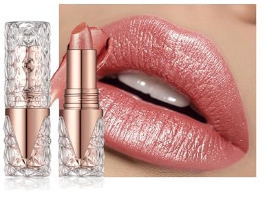 Glitter Lippenstift, Metallic Shimmer Lipgloss, Diamond Shiny Matte Lipstick, Long Lasting Waterproof Non-stick Cup Tinted Lip Balm, High Pigment Sparkly Silky Lip Tint Stain Make-up für Frauen-06