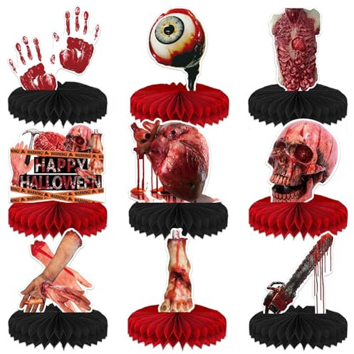 Lets Joy Halloween Bienenwabe Dekoration, 9 Stück Halloween Tischdekoration, Halloween Honeycomb Mittelstücke, Halloween Tischdekoration Party Zubehör, Halloween Party Dekoration