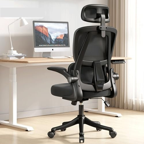 FUKEFUZ Sedia Ufficio Gaming Scrivania Office Chair Ergonomica Poltrona Girevole Bianca Poggiatesta Regolabile,Reclinabile 35°,Supporto Lombare-Per Cameretta,computer,Casa Studio (nero,B)