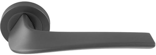 Premium Twisted Bar Door Handle Set - Anthracite Grey Designer Lever Round Rose