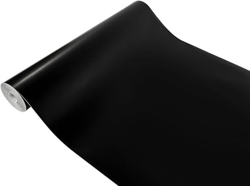 DecoMeister Klebefolie Möbel 90x100 cm | Möbelfolie selbstklebend matt oder glänzend | Einfarbig Klebefolie für Möbel - einfache Anwendung, ideal für die Renovierung von Küche oder Bad | Schwarz Matt