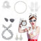 NebulaGlam 50er Jahre Accessoires Damen, 8 Stück Rockabilly Accessoires Damen für Karneval, 1950s Kostüm Set mit Chiffon Schal Handschuhe Sonnenbrille Polka Dot Bandana Ohrringe Halskette(Weiß)
