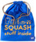 KEPI - Turnbeutel Wasserdicht, Sportbeutel Groß, Ökologisch Tasche für Schuhe und Sportbekleidung, Recyclingmaterial, Turnbeutel Damen und Herren - Blau, Beidseitiger SQUASH Aufdruck
