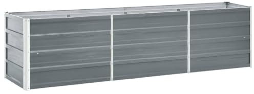 Myheimly Garten-Hochbeet Verzinkter Stahl Gartenbeet Pflanzbeet Frühbeet 240×40×45 cm Grau