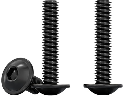 Drenky M8 Linsenkopfschraube mit Innensechskant, M8x30mm Flachkopfschrauben mit Flansch Edelstahl A2 V2A Maschinenschrauben Vollgewinde Innensechskant Schrauben, Schwarz, 10 Stück