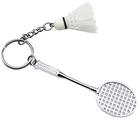 Qsvbeeqj Schlüsselanhänger, Badminton-Fledermaus, kreativer Metall-Schmuck, Schlüsselanhänger, Badminton, für Schlüsselanhänger für Sportvereine