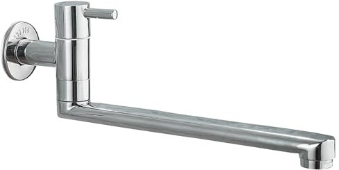 SXWYLZ Grifo Cocina de Pared Agua Fría Grifo Fregadero Pared Monomando Grifo de Lavabo Grifo Cocina de Pared Caño Largo Grifo Baño,Cromado,30Cm