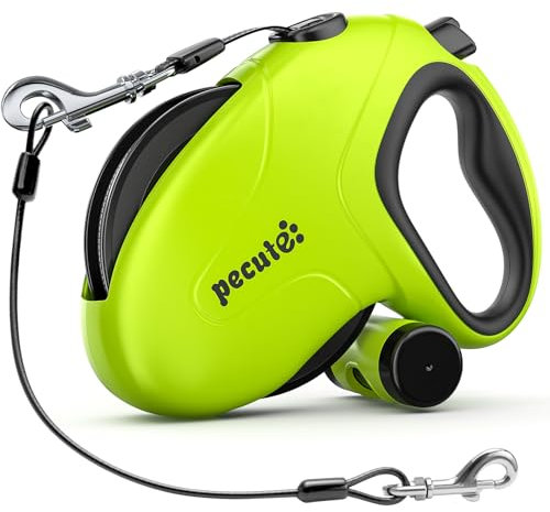 Pecute Hundeleine 10m, Verbesserte Kausichere Einziehbare Hundeleine, 360° Verhedderungsfreier Leinenverlängerung, Anti-Rutsch-Griff & Schnellbremsknopf, Geeignet für Hunde bis zu 50kg Gewicht