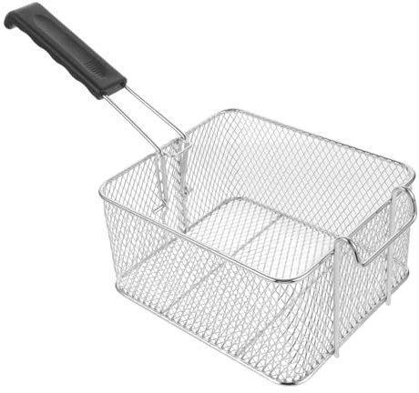 Cesta para Freír Inoxidable con Asa Plegable Cesta para Freír Profunda 30X20Cm Utensilio de Cocina para Patatas Fritas para Cocinas Restaurantes y