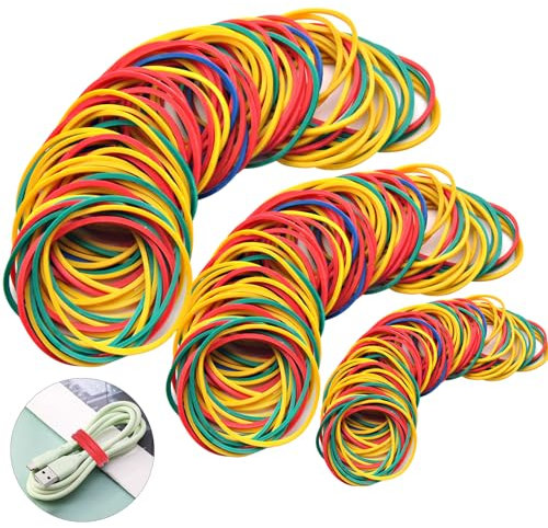 VEPEPE 700 PCS Elastic Rubber Bands, Coloured Thick Rubber Bands, 25mm 38mm 50mm Provides Secure Binding, Perfect for Bundling & Organising Items, Flexible Office & Stationery Organiser