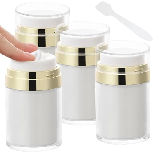 Segbeauty 4pcs 100ml Airless Pump Jar,3.38oz Empty Makeup Containers Vacuum Bottle Dispenser, Refillable Travel Jars for Creams Moisturizer Container Travel Size for Lotion Moisturizer
