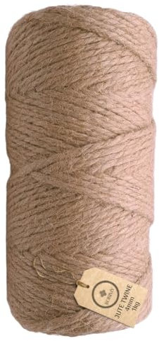 Cuerda de yute de 4 mm, 165 m, cordón natural para manualidades, decoración, embalaje, jardín y hogar, rollo de yute grande, especialmente duradero, hilo de yute ecológico y fuerte, cuerda de jardín,
