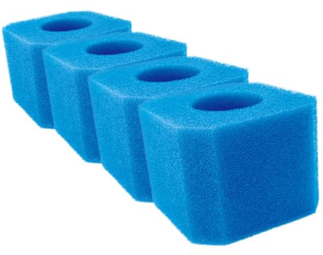 FONDOTIN 4 Stücke Schwamm Rohr Skimmer Tank Net Pool Aquarien Ablauf Schwämme Filterung Schwamm Blau