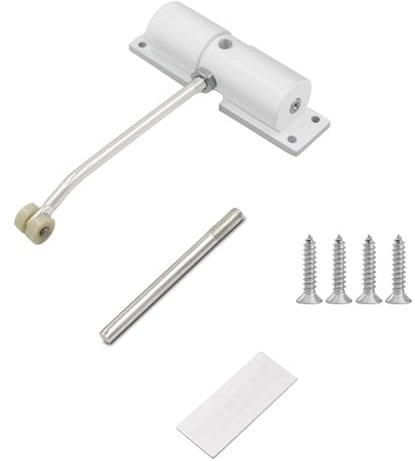 GIONAR Chiudiporta automatica regolabile per esterni, chiusura a molla, chiudiporta automatica, porta interna, freno per porta e porta da giardino, rotondo, bianco