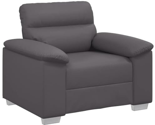 vidaXL Sessel Grau 60 cm Kunstleder, Sofa, Fernsehsessel, Einsitzer-Sofa, Loungesessel, Relaxsessel, Einsitzer-Couch, Polstersessel, Bürosessel