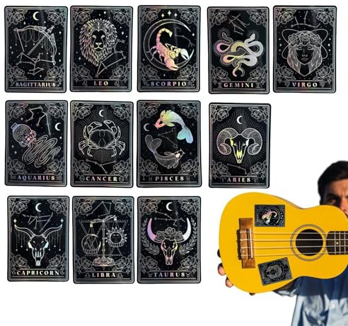 Celestial Stickers, Creative Astrology Stickers, 3,15 × 2,20 Zoll, 12 Stück, ästhetische Aufkleber, Journaling Scrapbooking Supplies, Laptop und Telefondekoration, Skateboard Computer Decor