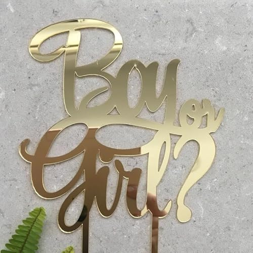 Boy or Girl Cake Topper - Wooden Acrylic Baby Shower Party Decorations Supplies He or She Cupcake Topper Pick for Baby Shower Gender Reveal Party (Acrylic)