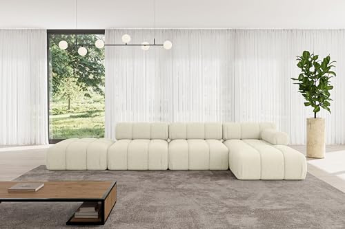ALTDECOR Modulares Sofa Ecksofa in L-Form Corner modular Sofa Eckcouch Couch Wohnlandschaft Cauchsofa Polstersofa Lizur-L2-380x160x70 cm Beige