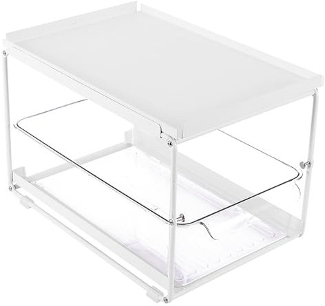 Sotto organizzatori del lavandino e deposito, organizzazione per dispensa in acciaio al carbonio, mobile da cucina da bagno a 2 livelli per bagno, balcone, guardaroba