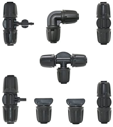 Adattatore per tubo da giardino, raccordo a T da 16 mm, raccordo a gomito, raccordo a spina, 1/2 x 1/4'', riduzione del tubo da 6 mm, raccordo per irrigazione agricola con dado di bloccaggio (color