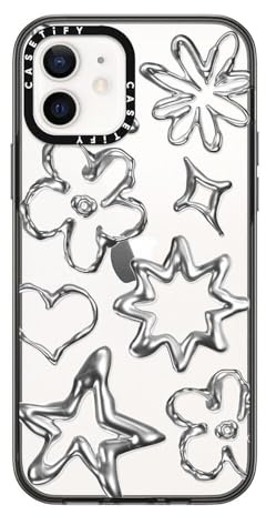 CASETiFY Kompakte Schutzhülle für iPhone 12 [2 x Falltest in Militärqualität/1,2 m Fallschutz] - Chrome Doodles - Schwarz