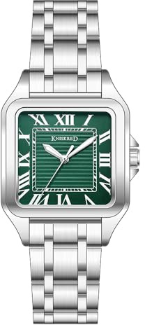 KNISKRED Klassische Quadratische Uhr für Herren Mit Altrömischen Ziffern Und Massiv Edelstahlarmband