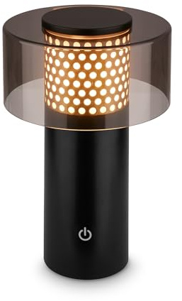 BRILONER - Rechargeable LED Table Lamp IP44 with Touch, Dimmable, Warm White Light, LED, Battery, Cordless, 13X20.5 cm, Black-Gold