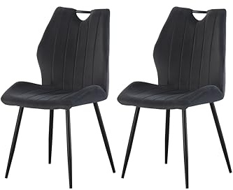 xonox.home – 4 Fuß Stuhl Christin 52x75x58 cm Anthrazit 2er Set – Ergonomischer Esszimmerstuhl mit Griffloch – Belastbar 120 kg – Moderner Wohnzimmerstuhl für stilvolle Essbereiche