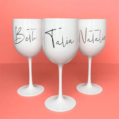 Calici da champagne in plastica bianca personalizzati, flute da champagne per matrimonio, tazza da vino in plastica personalizzata (bianco, 1 pezzo)