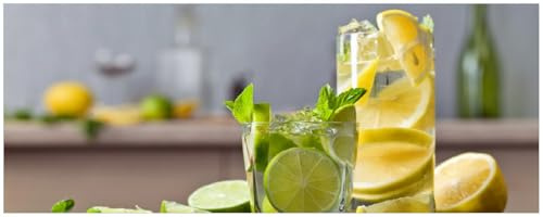Wallario Küchenrückwand selbstklebend 115 x 50 cm, Motiv: Cocktails mit Limetten und Zitronen | Spritzschutz abwischbar & pflegeleicht