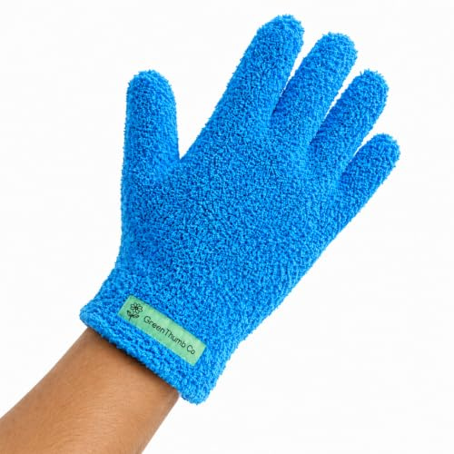 Microfibre Dusting Glove for Blinds, Shelves, Car Interior & Houseplants | Reusable Washable Cleaning Mitt | X1 Blue | GreenThumb Co