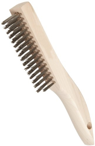 Weiler 44064 0.012 Wire Size, 5 Brush Length, 10 X 1-1/8 Block Size, 4 X 16 No. Of Rows, 302 Stainless Steel Bristles, Hardwood Block, Shoe Handle Scratch Brush
