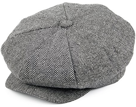 Jaxon & James Big Apple Ballonmütze in Fischgrätmuster - Grau