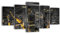 Leinwandbild Frankfurt Schwarz-Gold LW247 Wandbild, Bild auf Leinwand, 5 Teile, 210 x 100 cm, Kunstdruck Canvas, XXL Bilder, Keilrahmenbild, fertig aufgespannt, Bild, Holzrahmen, Nacht, Skyline, Hochhäuser