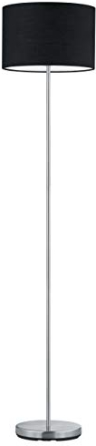 Trio Leuchten LED Stehleuchte Hotel 401100102, Metall Nickel matt, Stoffschirm schwarz, exkl. 1x E27