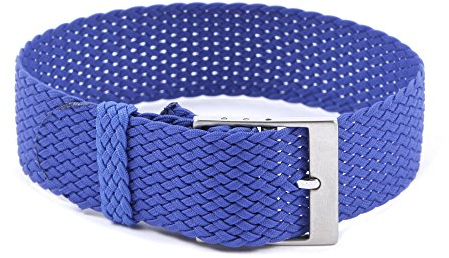 watchstrapson Perlon/Nylon Uhren-Armband 20mm Electric Blau