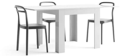 Mobili Fiver, Eldorado quadratischer ausziehbarer Tisch, 90x(180)x90 cm, glänzend, weiß, Made In Italy