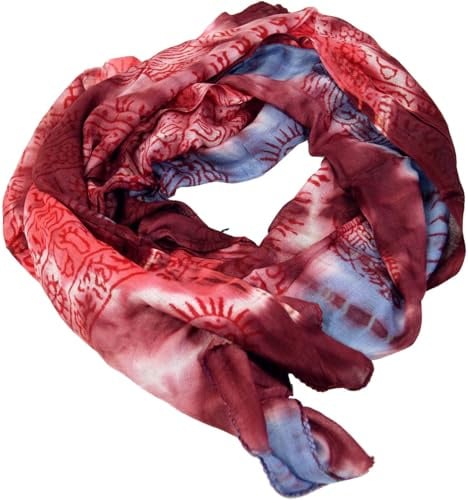 GURU SHOP Batiktuch, Batikschal, Benares Lungi, Viskose Tuch, weinrot