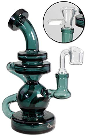 Blaze Glass Wasserpfeife, ÖL-Bong, OiL-Rig zum Verdampfen von Öl und Essenzen, RECYCLER-Bong | 19 cm, NS 14 (14,5mm) | aquamarin | robustes BOROSILIKATGLAS
