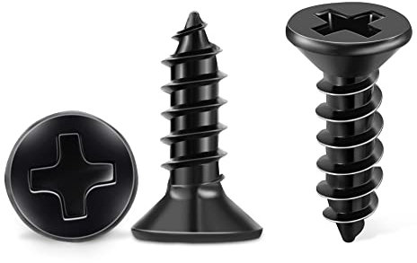 100 Piezas Tornillos Autorroscantes Negros Ø 4 x 16mm, Acero Inoxidable A2 con Capa Protectora Negra Antioxidante, Cabeza Avellanada, Rosca para Madera, Cruz PH-2 Rosca Completa - TPOHH