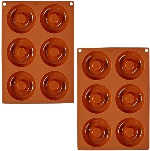 Wilton 2105-0-0104 Donut Baking Pan, Silicone, Orange