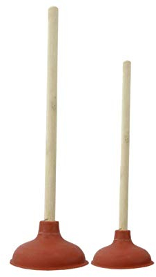 T&B® Set of 2 Sink Plungers Drain Plunger with 110 & 140 mm diameter Toilet Pump Unblocker incl. wooden handles Chemical free Plumbers Powerful Plumbing Plunger