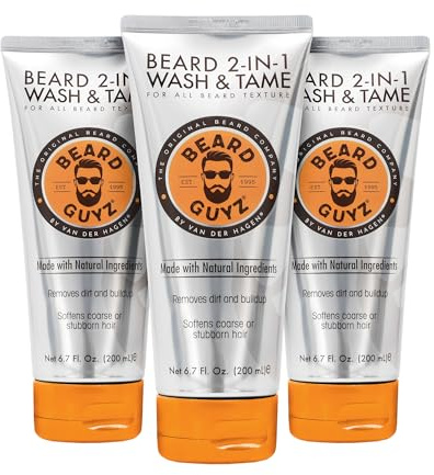 Beard Guyz 2-in-1 Beard Wash and Conditioner, Deep Cleansing Beard Shampoo for Men, Softening & Taming Formula – 6.7 oz (Pack of 3)