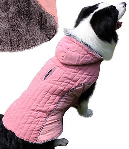JoyDaog Fleece Hund Hoodie FüR GroßE Hunde Jacke Warm FüR Kalte Winter HundemäNtel, Pink XXXL