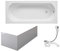 VBChome Badewanne 170x75 cm Acryl SET 3in1 Schürze Siphon Wanne Rechteck Weiß Design Modern Ablaufgarnitur in Chrom Viega Simplex