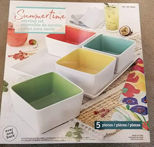Over & Back Summertime Stoneware 5 Piece Serving Set