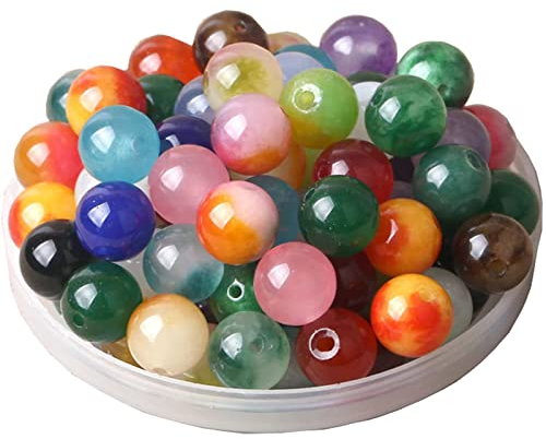 100 Stück Halbedelstein Runde 10mm Perlen, mit Quarzit Jade, Mischfarben Natürliche Edelsteine Perlen, Craft Perlen Schmuck Perlen, für Diy Schmuck Dekorationen Verwendet