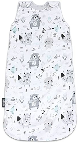 Baby Schlafsack Innenschlafsack für Neugeborene und Kleinkinder - aus 100% Baumwolle - ToG 2.5 - Ganzjährig Babyschlafsack für Sommer & Winter - Anpassbar 60/75 cm - Animaland